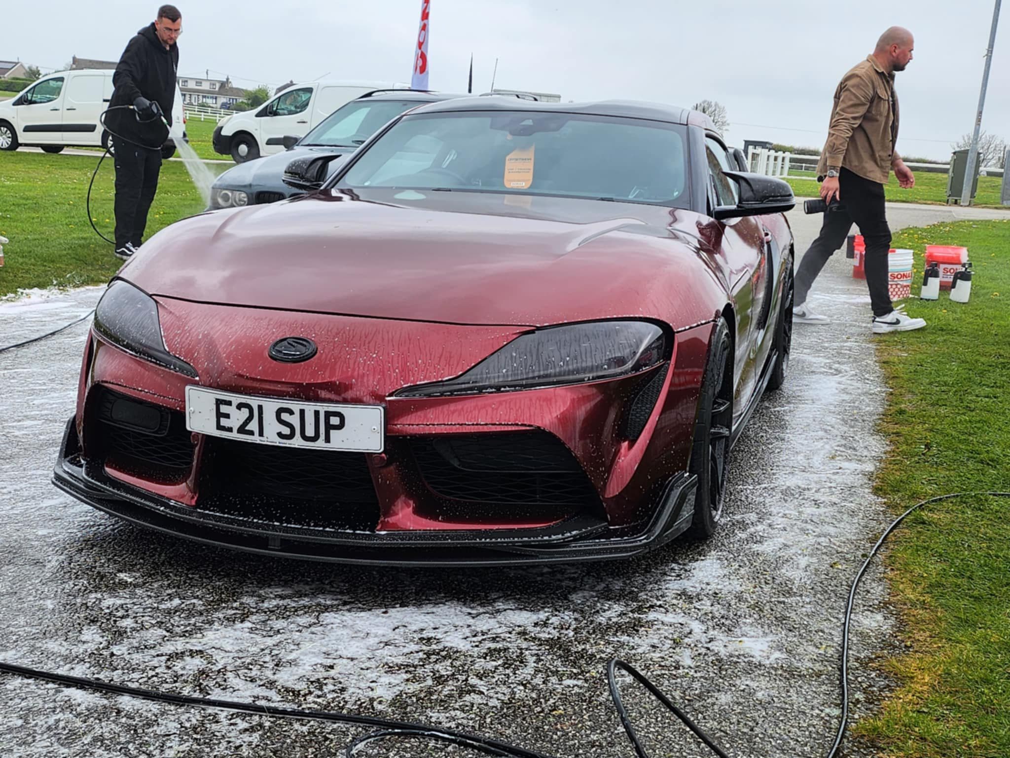 Toyota GR Supra being washed by JJ Mobile Valeting team